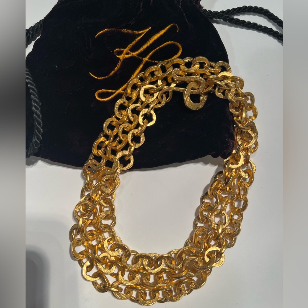 Karl Lagerfeld Hammered Link Long necklace